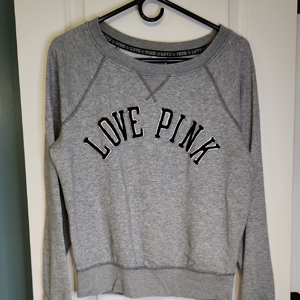 PINK Victoria's Secret Heather Gray Crew Neck Sweater Vintage